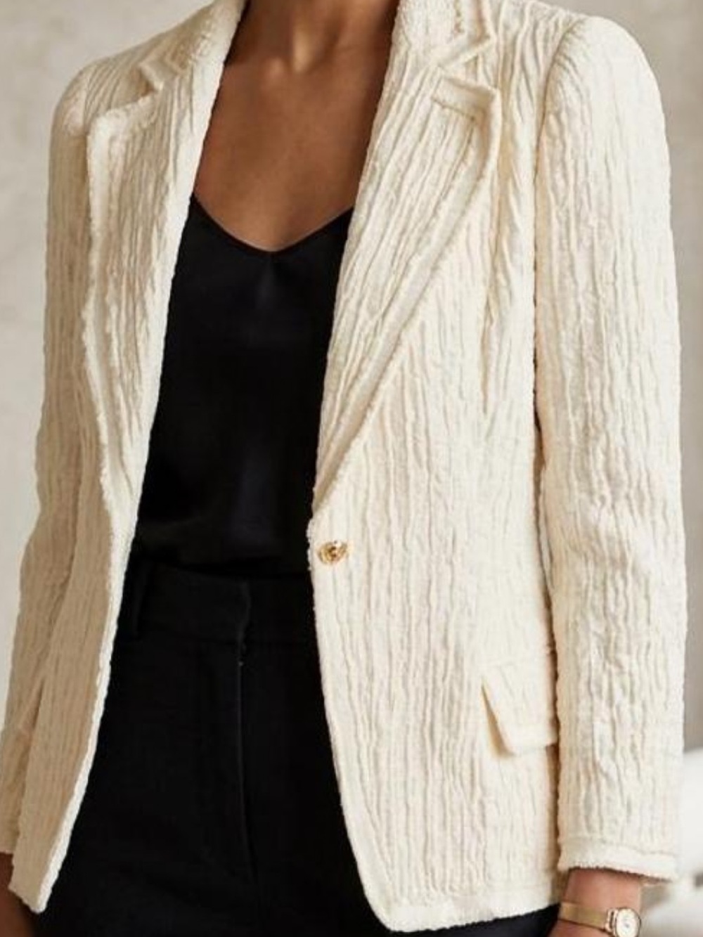 Moschino Cream Textured Single-Button Blazer - Picture 3 of 3